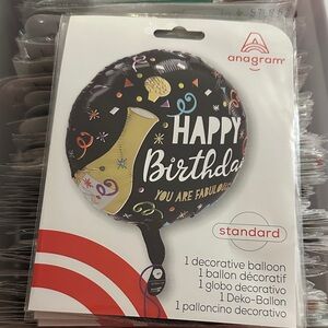 Happy Birthday Balloon - Black and Gold